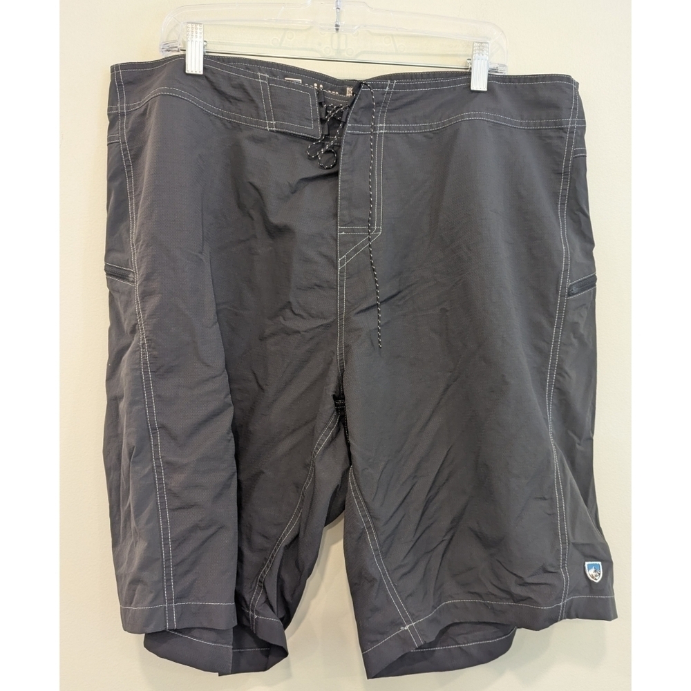 Kuhl Black Nylon Zip Pockets Tie Front Shorts Size 40